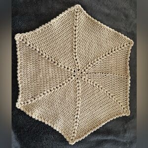 Handmade Tan Crochet Baby Blanket (23 inches)